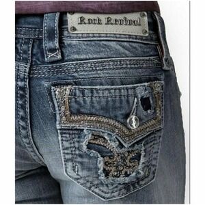 Rock Revival Betty Boot Cut Embellished Jeans Size 27